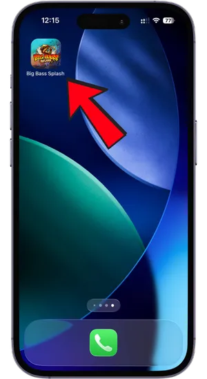 Confirming Big Bass Splash shortcut on iPhone home screen